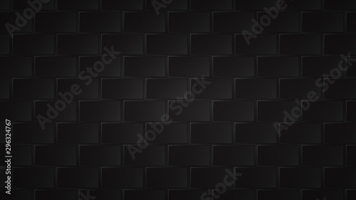 Abstract dark background of black rectangle tiles with gray gaps between them