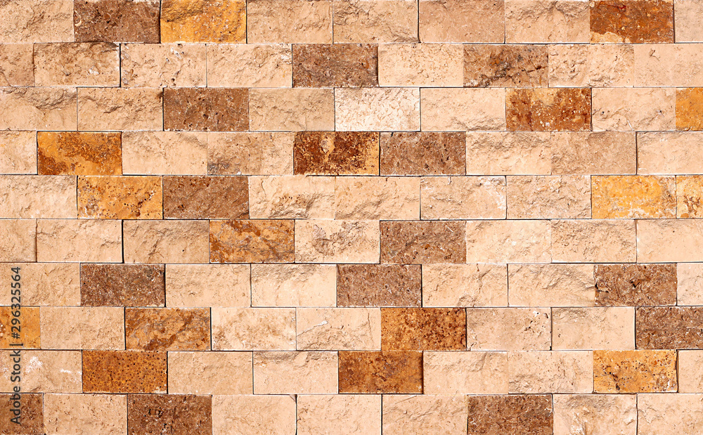 Obraz premium Wall stone photo with brick style rows suitable for your design background