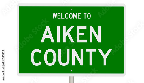 Rendering of a green 3d highway sign for Aiken County photo