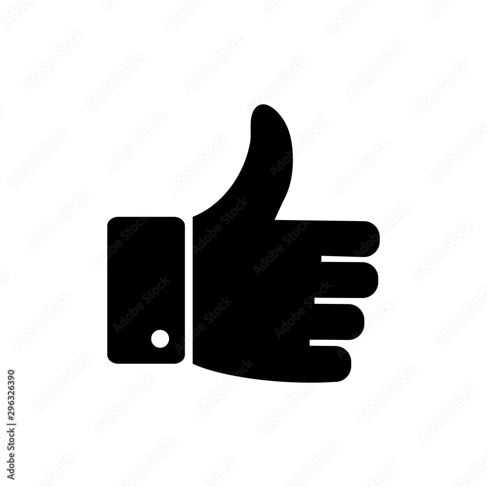 Hand Thumb Up icon flat. Illustration isolated on white background. Vector black sign symbol Hand Thumb Up icon flat. Illustration isolated on white background. Vector black sign symbol