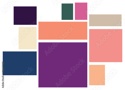 Vector Mood Board & Branding Presentation. Creative Theme Mood Board, Logo Template, Collage Frames with Universal Colour Palette. Picture Display & Montage.