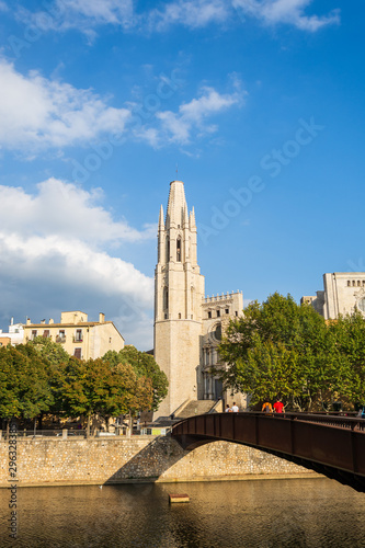 The bell tower of Sant Feliu Collegiate Church, from the Cathedr photo