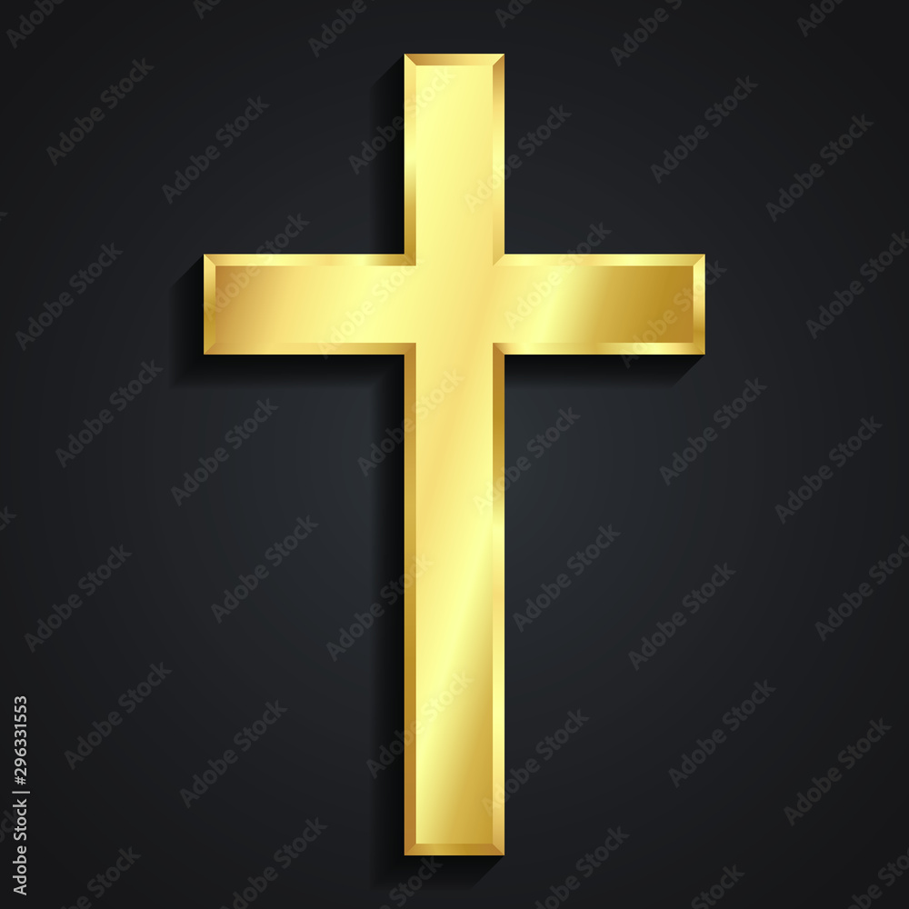 3d classic shape simple golden shiny metal cross 3d classic shape simple golden shiny metal cross