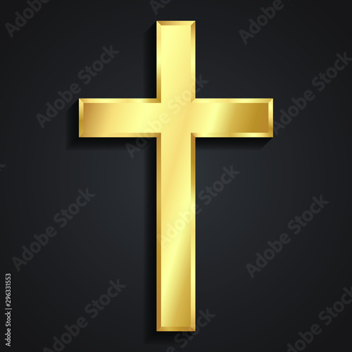 3d classic shape simple golden shiny metal cross