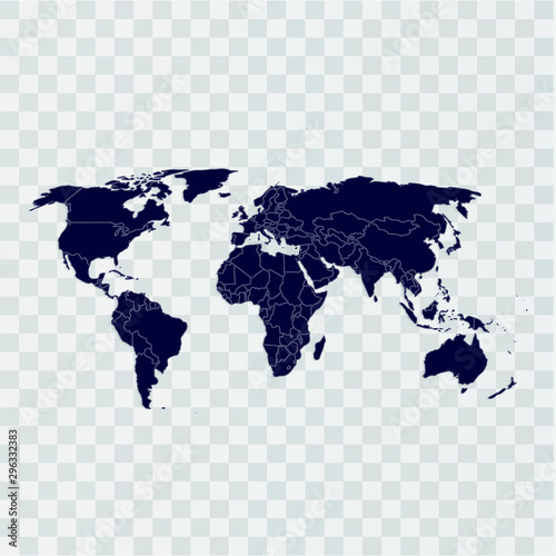 Color world map modern, blue vector illustration