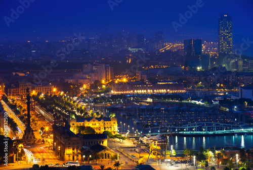 view to Barcelona and Port Vell in summer night © JackF