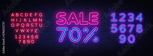 Sale neon sign vector. Big Sale Design template neon sign, light banner, nightly bright advertising, light inscription. Vector illustration. Editing text neon sign