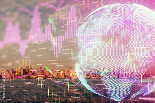 Wallpaper Mural Forex chart on cityscape with skyscrapers wallpaper double exposure. Financial research concept. Torontodigital.ca