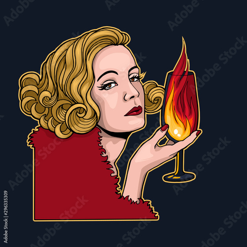 Fateful Blonde with glass of Fire