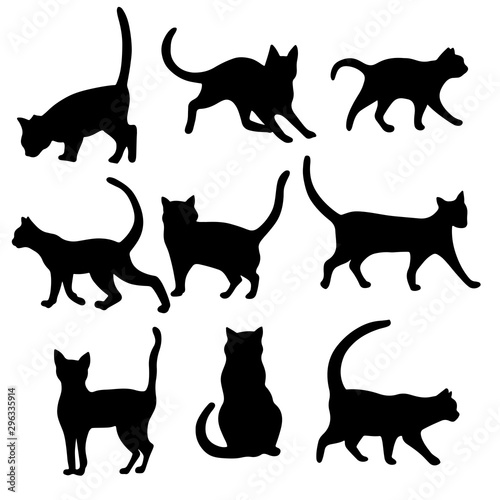 Fototapeta Naklejka Na Ścianę i Meble -  Isolated Cats on the white background. Cats silhouettes. Vector EPS 10.