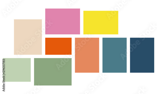 Vector Mood Board & Branding Presentation. Creative Theme Mood Board, Logo Template, Collage Frames with Universal Colour Palette. Picture Display & Montage.