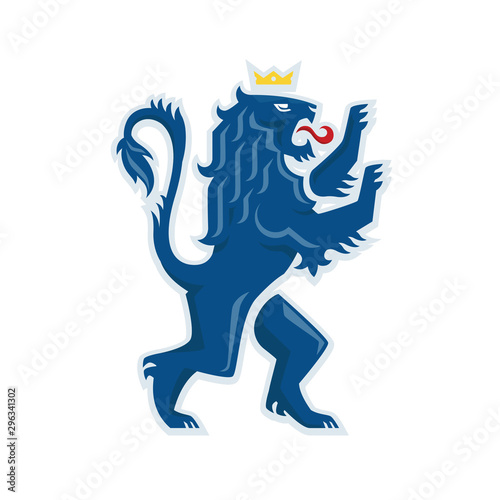 Heraldic lion. Vector illustration of a Royal lion standing on its hind legs.
