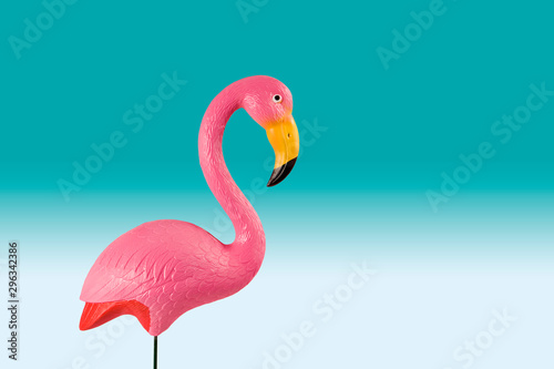 pink flamingo on a blue gradient background