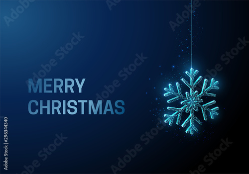 Abstract christmas toy snowflake. Low poly style design.