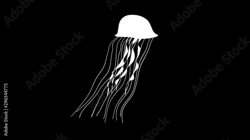 Moving jellyfish seamless looped animation white hand drawn