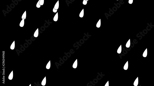 Falling rain particles hand drawn animation seamless loop with alpha channel