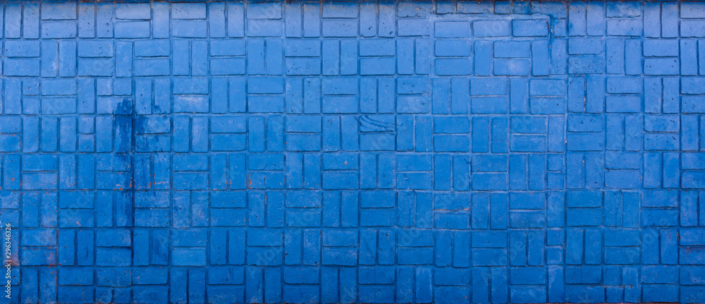 Texture brick wall of blue color