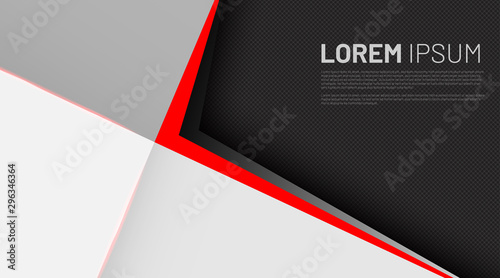 The overlapping vector layer backgrounds, with triangles in red, gray and black for the background design