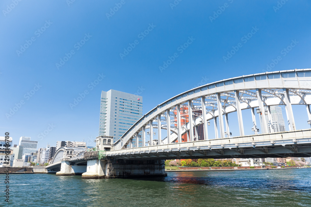kachidoki Bridge, Sumida river, Tokyo