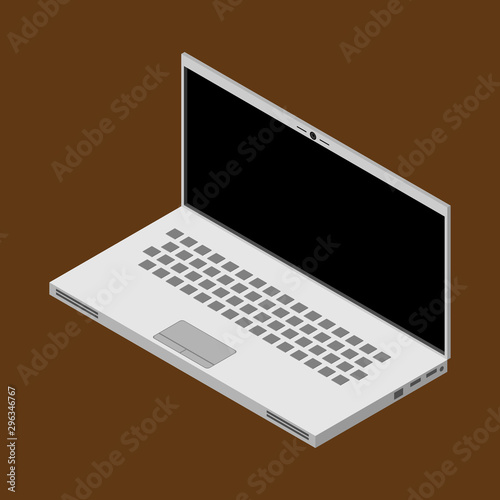 Vector illustration of a laptop. Logo is the icon of the netbook. Computer.