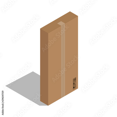 Packing cardboard box. Vector illustration of a big gift box.  Gift box, packing.