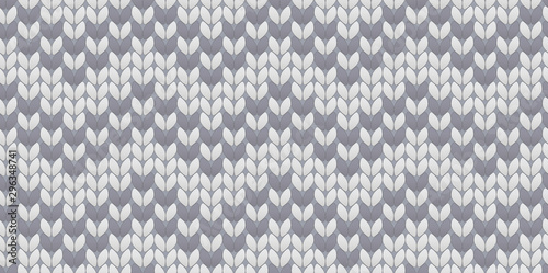  Knitted Chevron Seamless Vector Pattern. Gray Yarn Sweater Texture. Chunky Knit Zigzag Design Background. Pattern Tile Swatch Included.