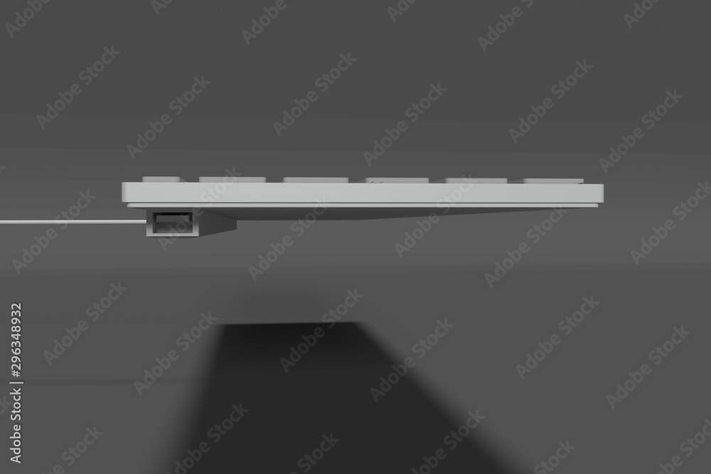 Modern Keyboard 3D Model. High Resolution Render. White metallic keyboard. Modern Keyboard 3D Model. High Resolution Render. White metallic keyboard.