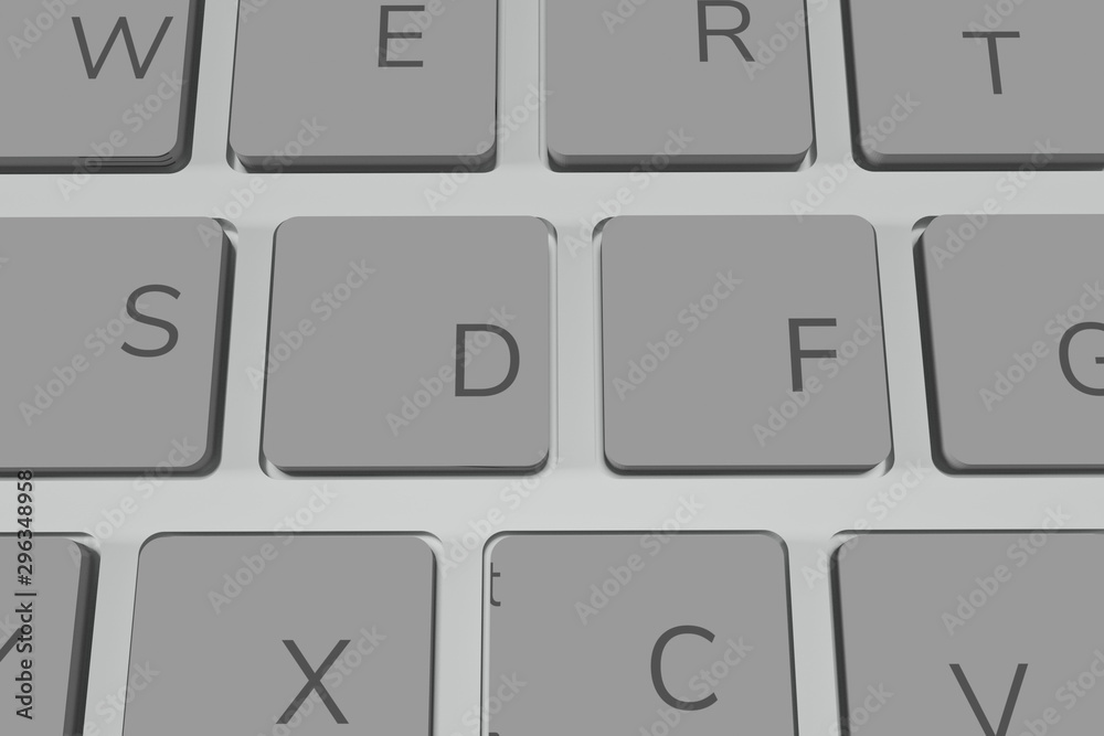 Modern Keyboard 3D Model. High Resolution Render. White metallic keyboard. Modern Keyboard 3D Model. High Resolution Render. White metallic keyboard.