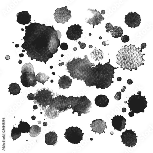 Abstract hand drawn watercolor blots set. Artistic vector design elements. Vector illustration.