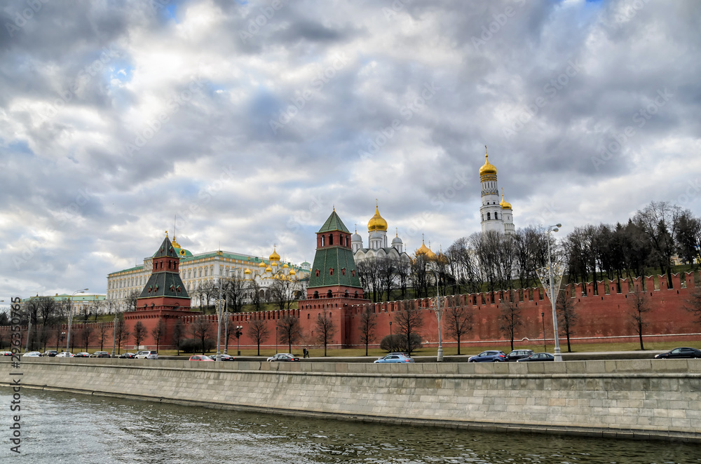 MOSCOW,RUSSIA - MARCH 11,2014: Moscow Kremlin and the waterfront. Moscow. Russia