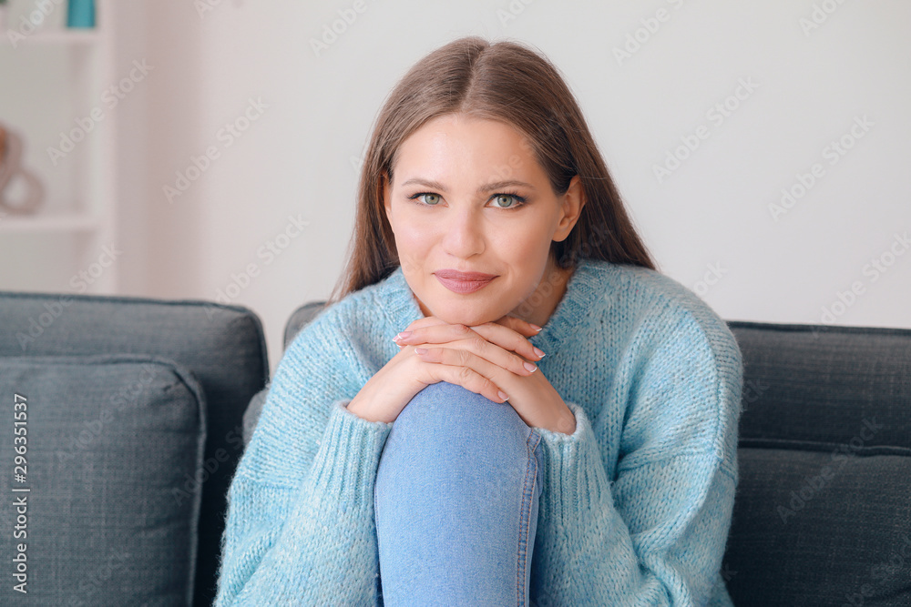Portrait of beautiful young woman at home Portrait of beautiful young woman at home