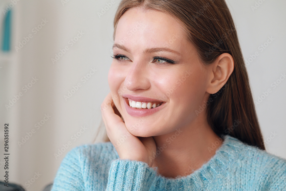 Portrait of beautiful young woman at home Portrait of beautiful young woman at home