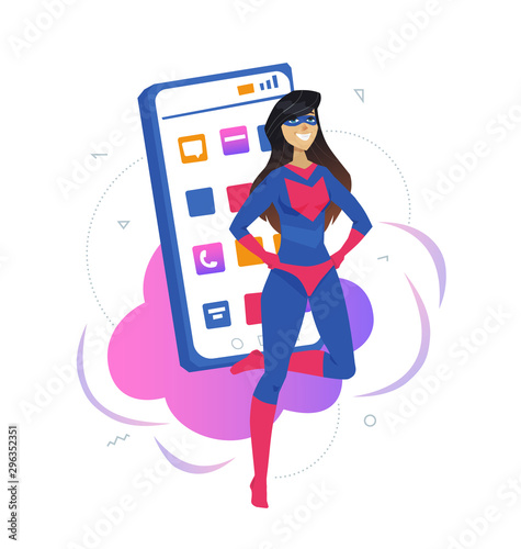 Mobile security metaphor flat design style vector illustration