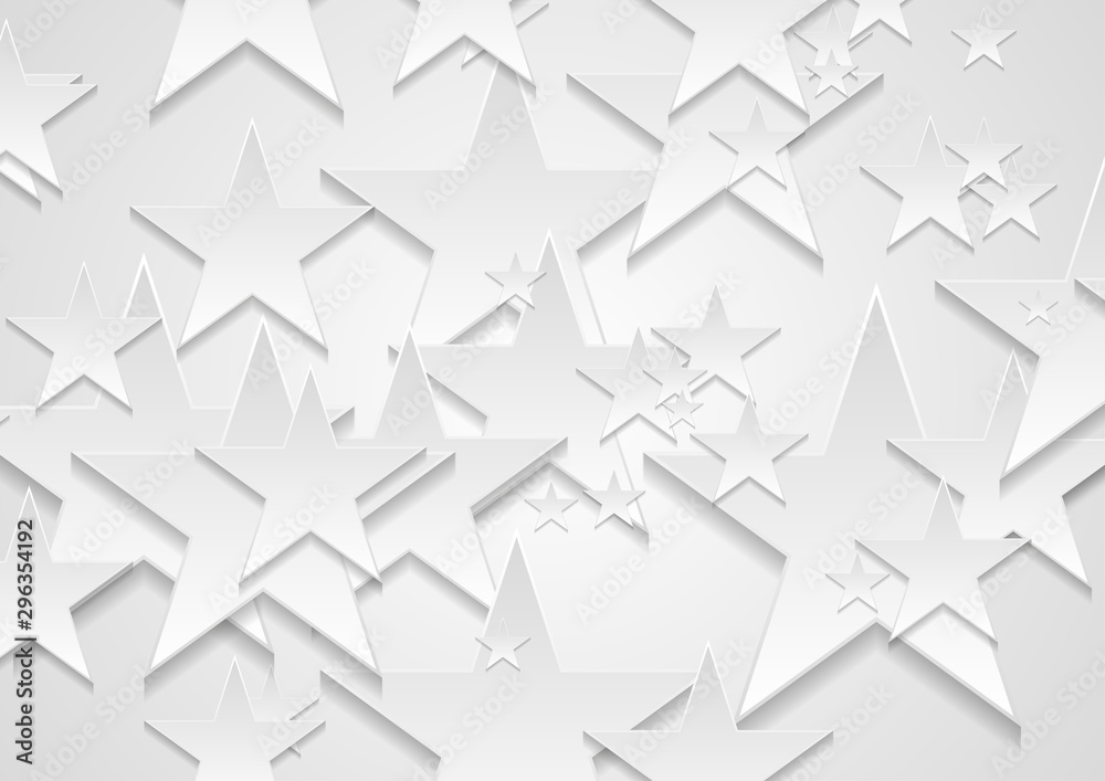 Grey and white paper stars abstract corporate background. Vector design