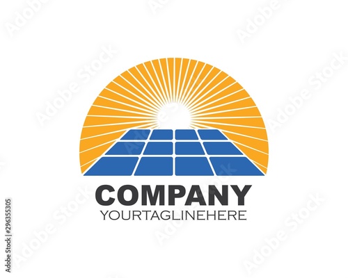 solar panel logo vector icon of natural energy
