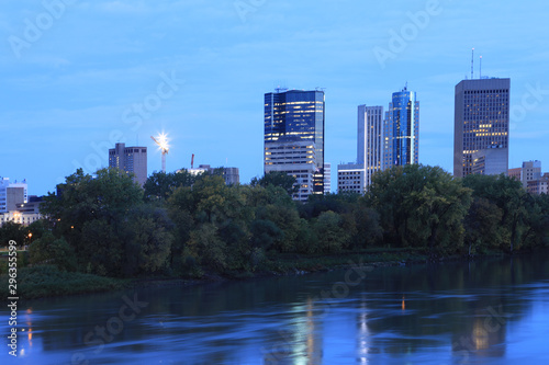 Winnipeg, Manitoba city center at dusk