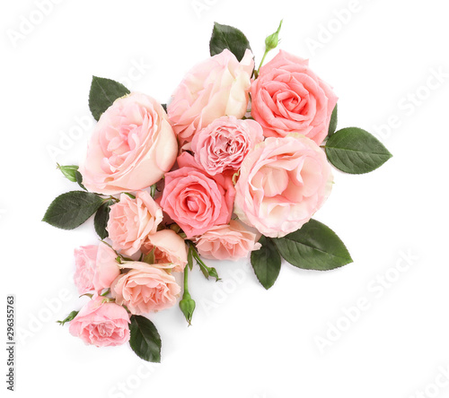Fototapeta Naklejka Na Ścianę i Meble -  Beautiful rose flowers on white background