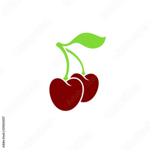 Cherry. Logo. Isolated berries on white background