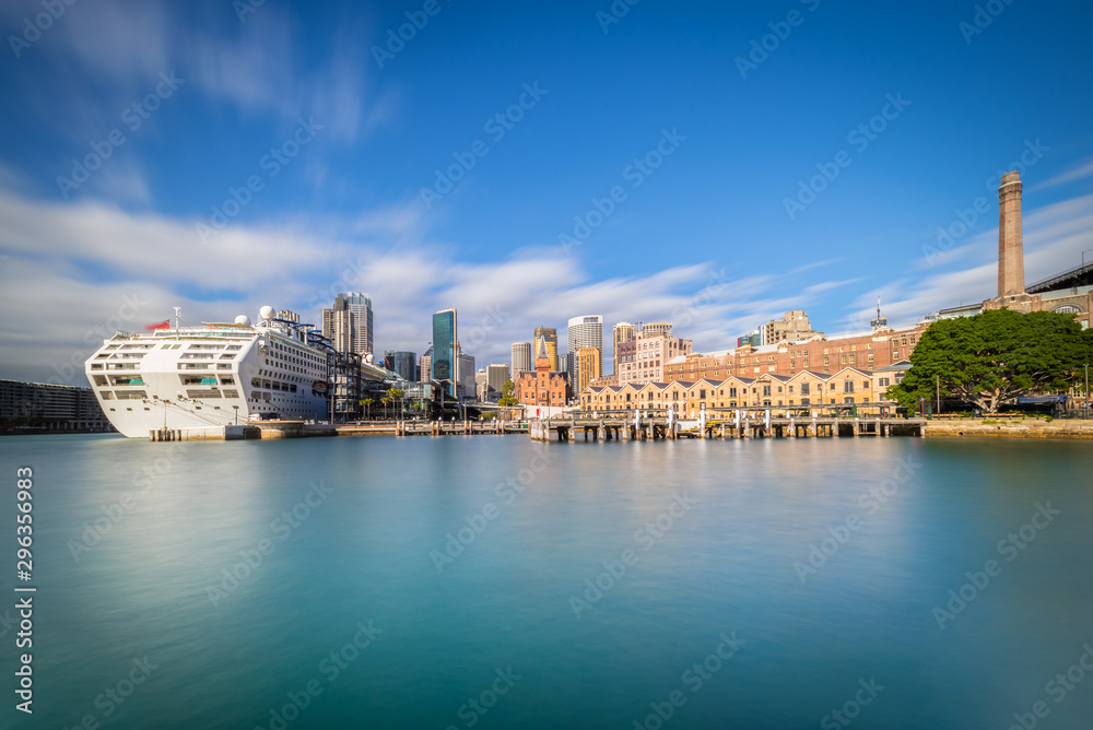 Circular Quay port, the main ferry terminal and the most central point for visitors to the city near Sydney Opera House and Harbour Bridge, Australia