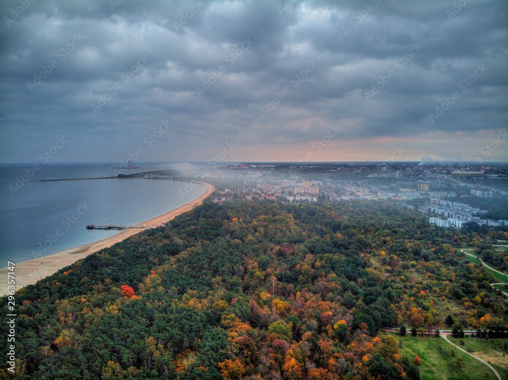 regan park in gdansk aerial view