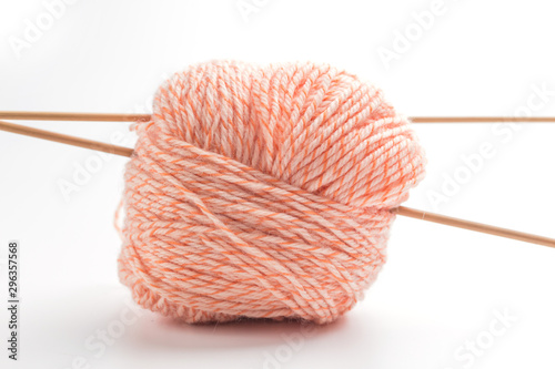 Ball of wool on a white background