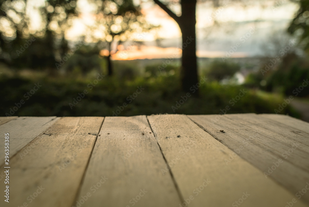 Autumn background with nature and in ground wooden planks Autumn background with nature and in ground wooden planks
