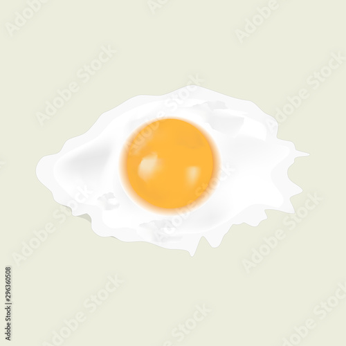 Fried egg on a white background. Vector.