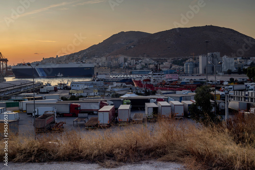 In the port in the city of Perama  Greece 