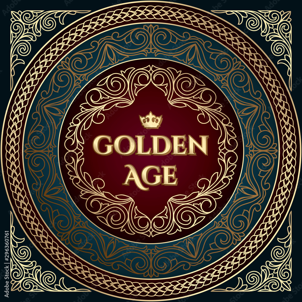 Golden ornate art deco vintage emblem