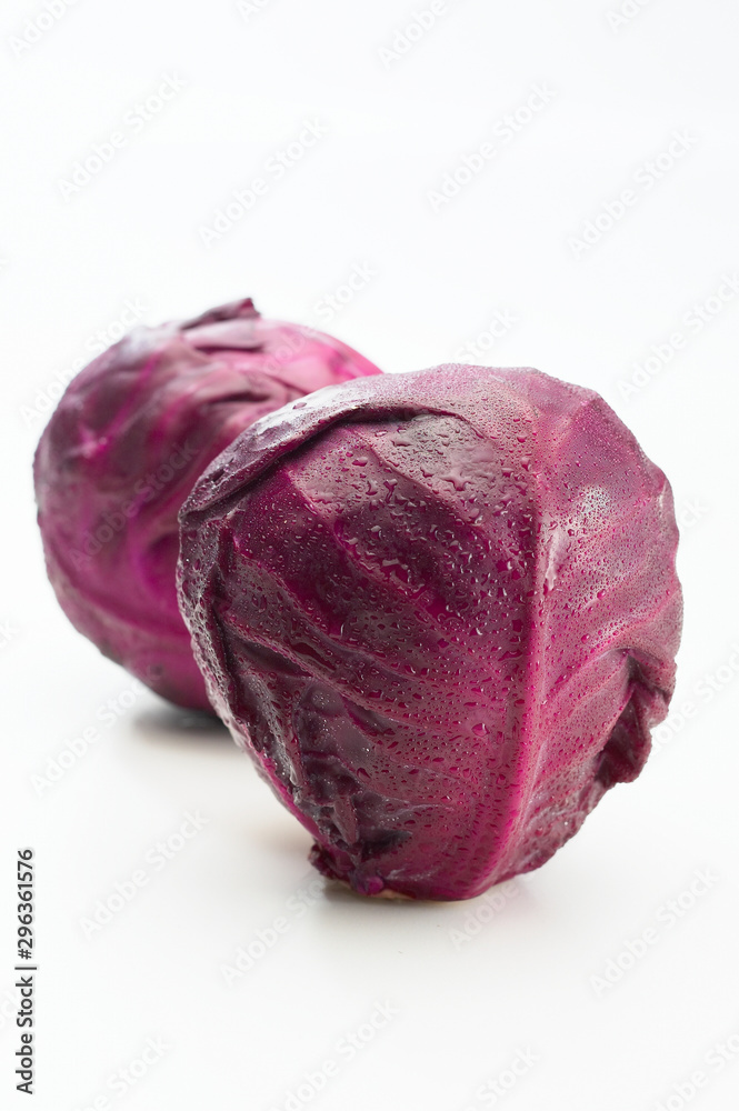 Fototapeta premium Fresh Purple cabbage on white background
