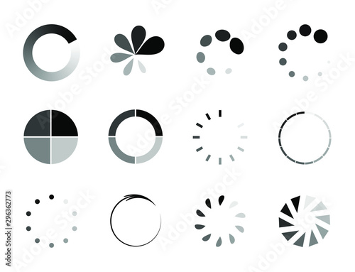 collection of circle loader, wait load spining circle, buffering waiting, upload indicator, vector set icon.