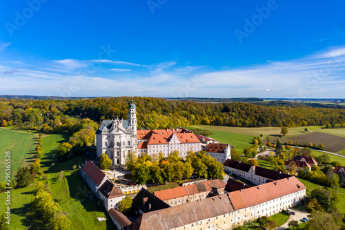 Aerial view Benedictine Monastery, Neresheim Abbey, Neresheim, Baden-Wuerttemberg, Germany