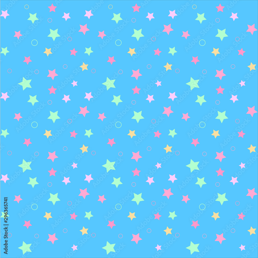 Abstract blue and rainbow star seamless pattern background.Modern swatch paint for birthday card  invitation, sale wallpaper, holiday wrapping paper, fabric, bag print, t shirt, workshop advertising