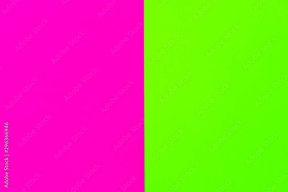 Trendy bold color duotone neon background in pink and green with place for text